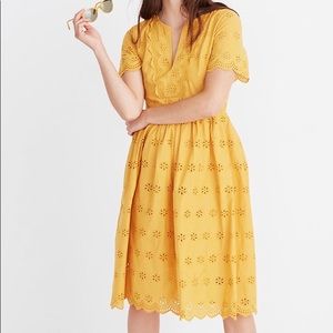 NWT Madewell Scalloped Eyelet Dress Yellow size 6